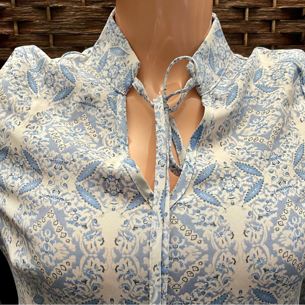 Elegant Blue Patterned Maxi Dress, Size S. - Picture 3 of 5